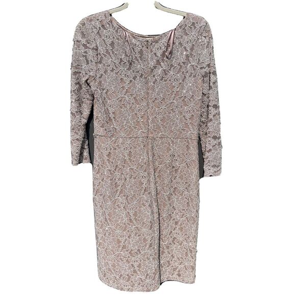 CACHET SEQUINED LACE SHEATH DRESS - Silver/gold Rhinestones Sz 8 Sparkle Shimmer - Picture 4 of 10